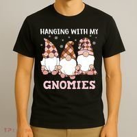 Christmas Hanging With Gnomies Gnome Pink Leopard T-Shirt thumb 3