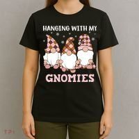 Christmas Hanging With Gnomies Gnome Pink Leopard T-Shirt thumb 4