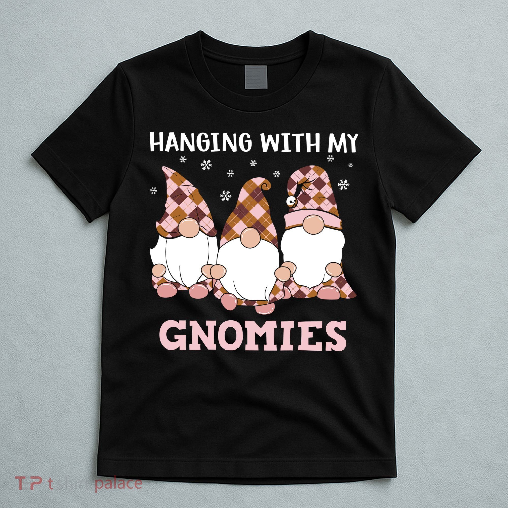 Christmas Hanging With Gnomies Gnome Pink Leopard T-Shirt