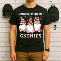 Christmas Hanging With Gnomies Gnome Pink Leopard T-Shirt thumb 6