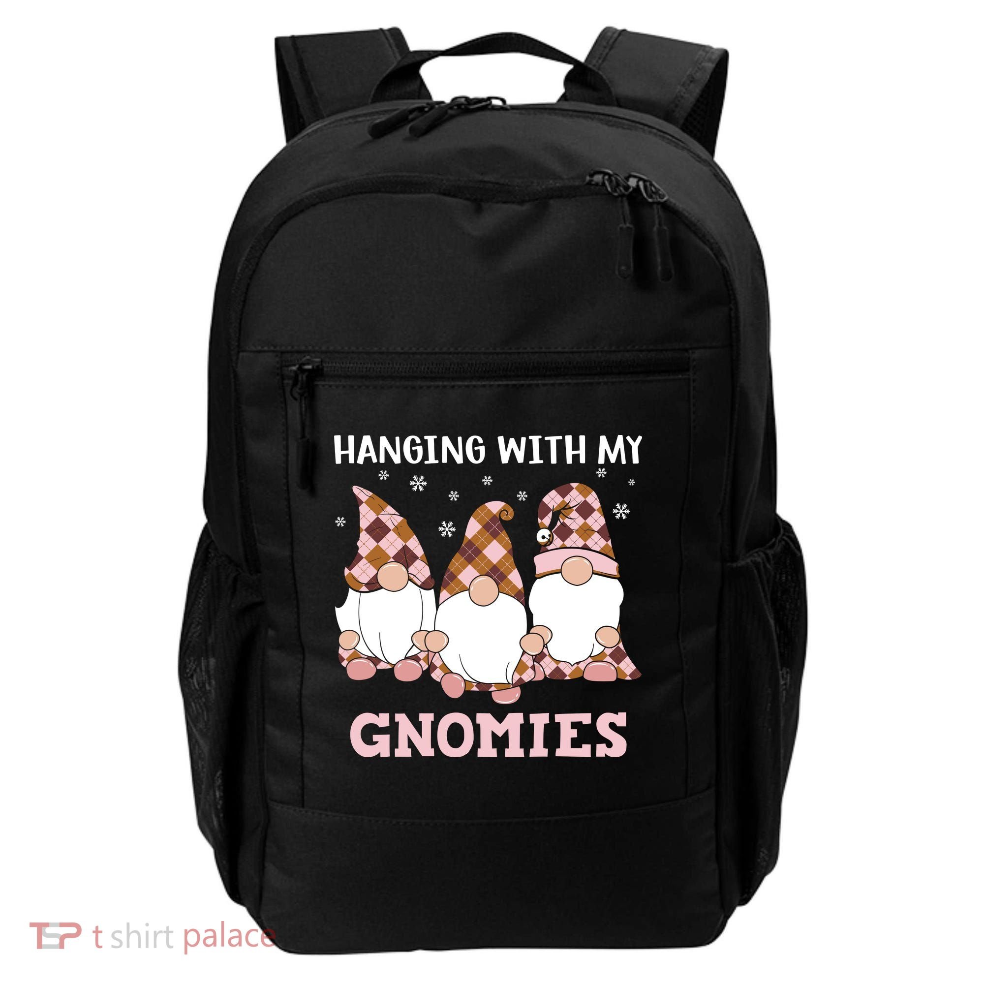 Christmas Hanging With Gnomies Gnome Pink Leopard Backpack