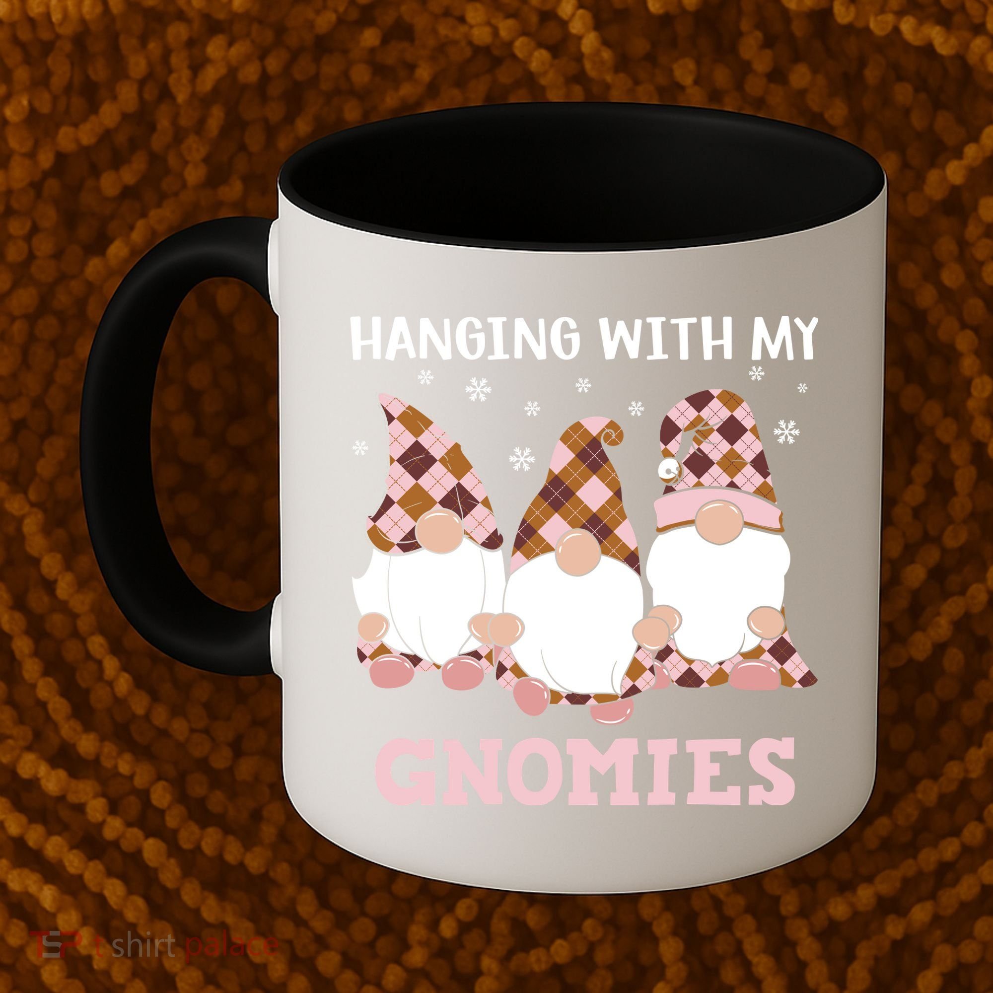 Christmas Hanging With Gnomies Gnome Pink Leopard Coffee Mug