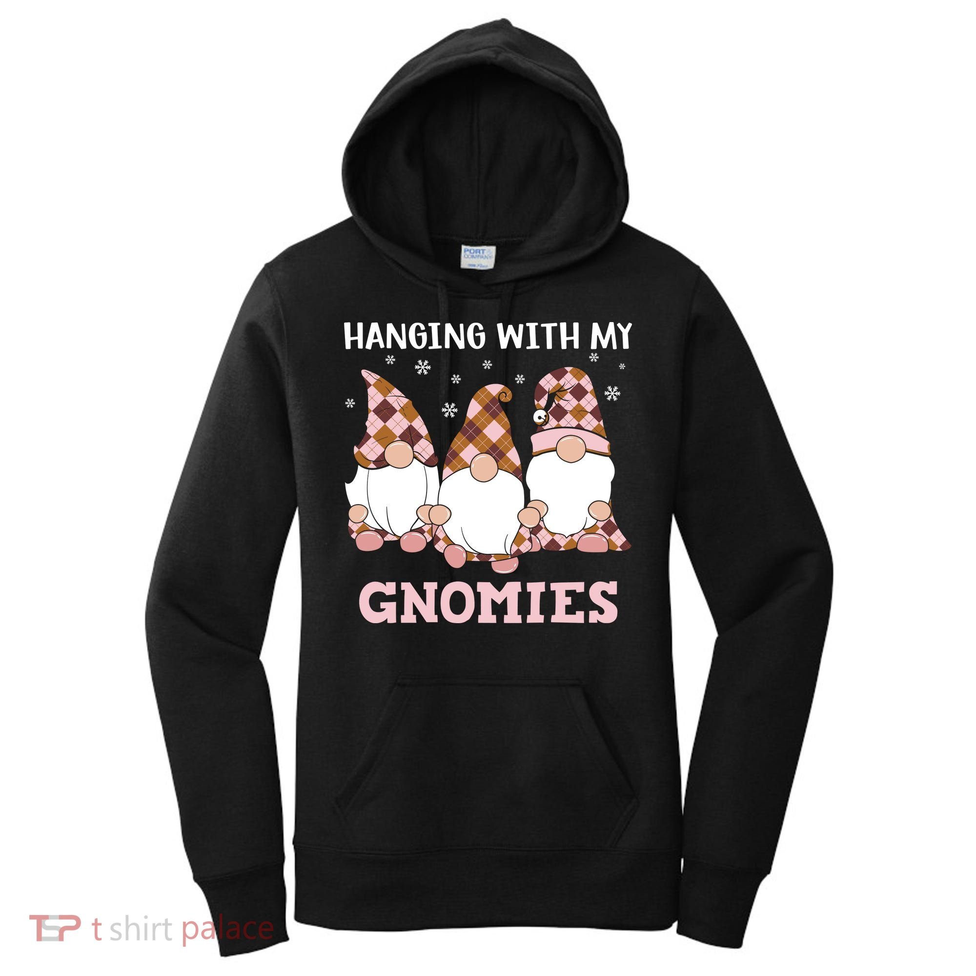 Christmas Hanging With Gnomies Gnome Pink Leopard Women's Hoodie