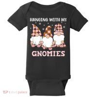 Christmas Hanging With Gnomies Gnome Pink Leopard Baby Bodysuit thumb 0
