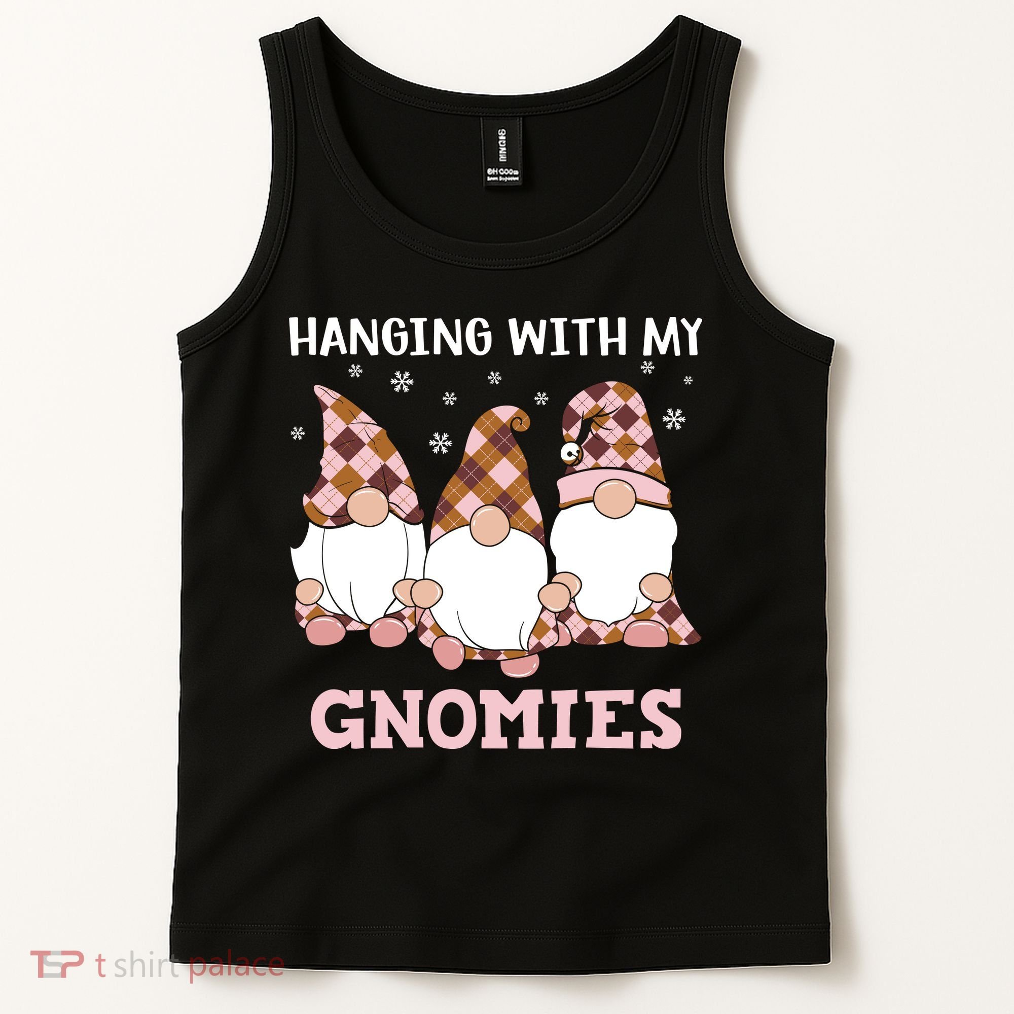 Christmas Hanging With Gnomies Gnome Pink Leopard Tank Top