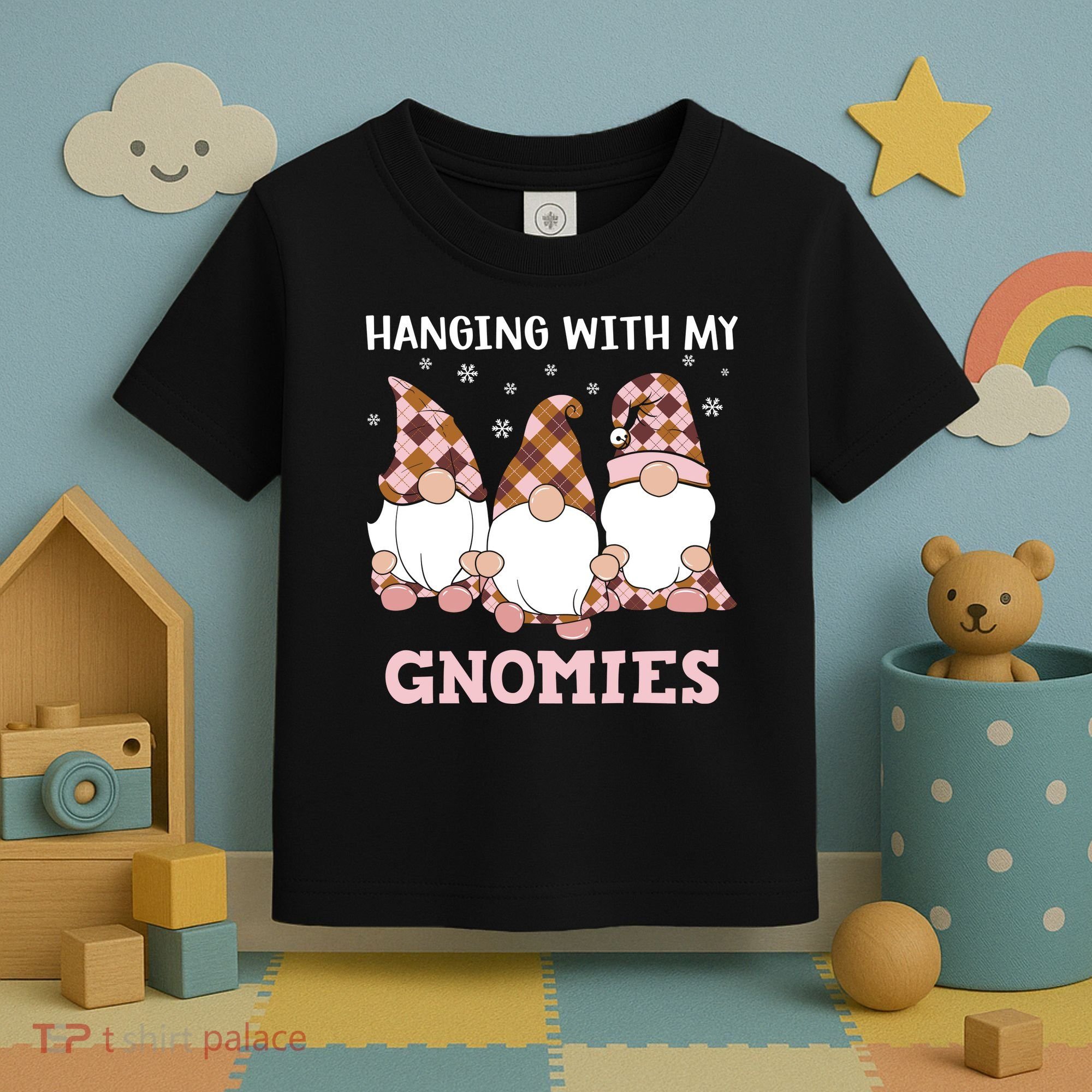 Christmas Hanging With Gnomies Gnome Pink Leopard Toddler T-Shirt