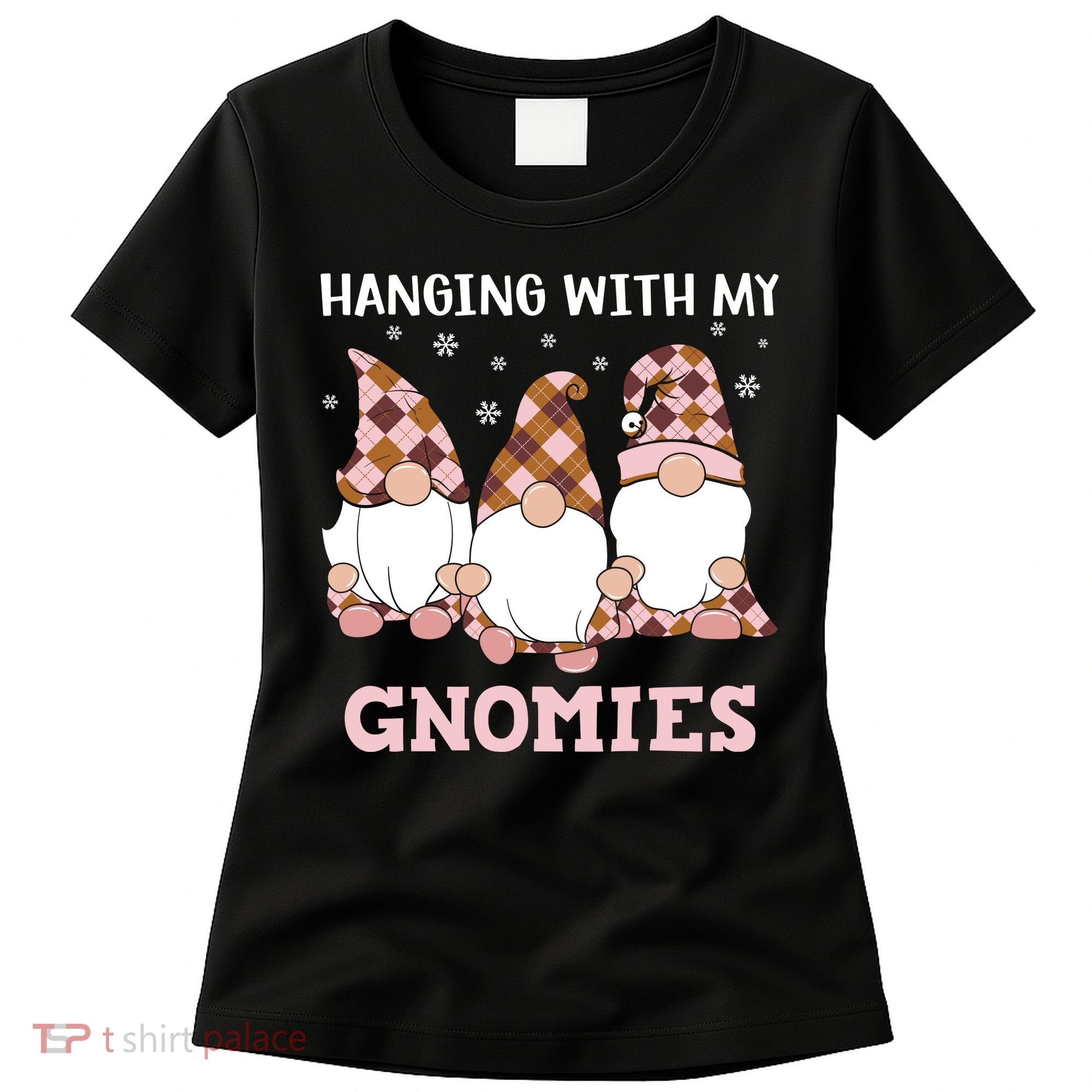Christmas Hanging With Gnomies Gnome Pink Leopard Women's T-Shirt