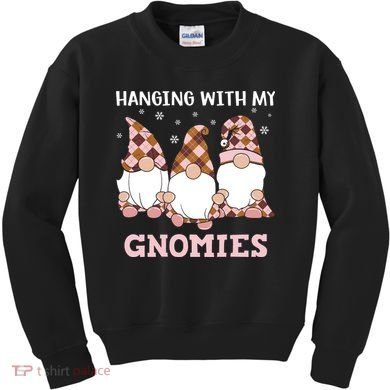 Christmas Hanging With Gnomies Gnome Pink Leopard Kids Sweatshirt