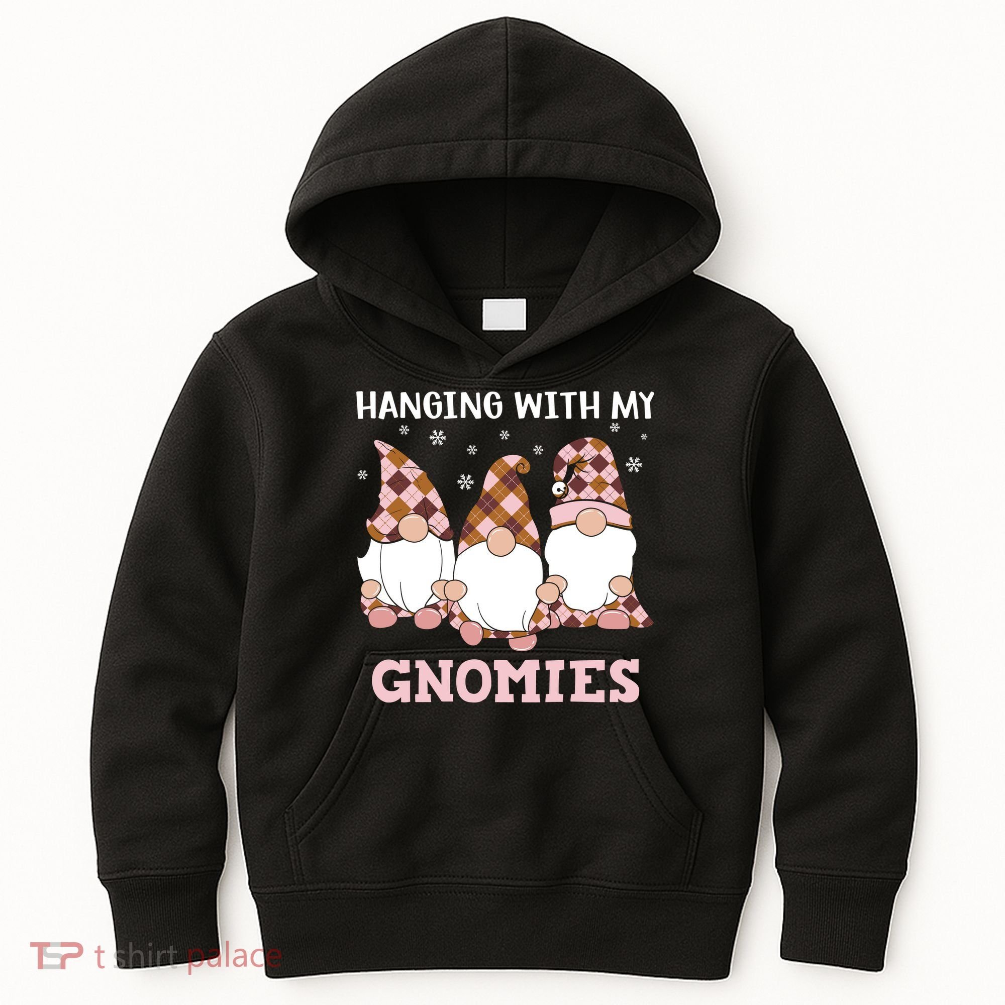 Christmas Hanging With Gnomies Gnome Pink Leopard Kids Hoodie