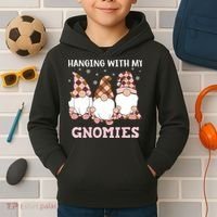 Christmas Hanging With Gnomies Gnome Pink Leopard Kids Hoodie thumb 2