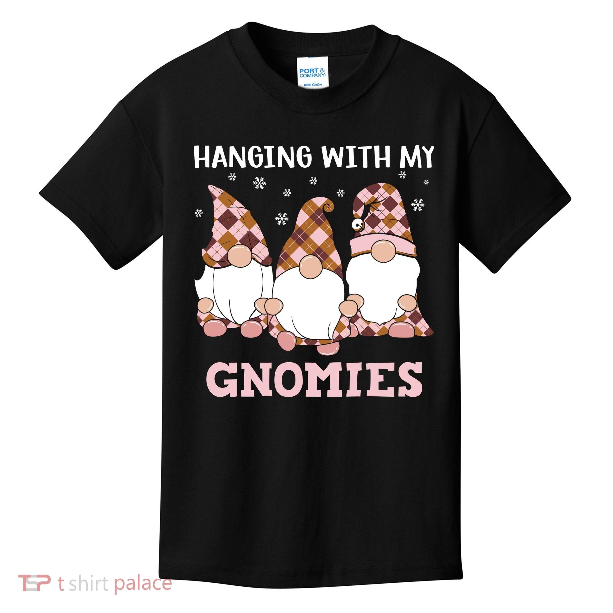 Christmas Hanging With Gnomies Gnome Pink Leopard Kids T-Shirt