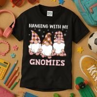 Christmas Hanging With Gnomies Gnome Pink Leopard Kids T-Shirt thumb 3