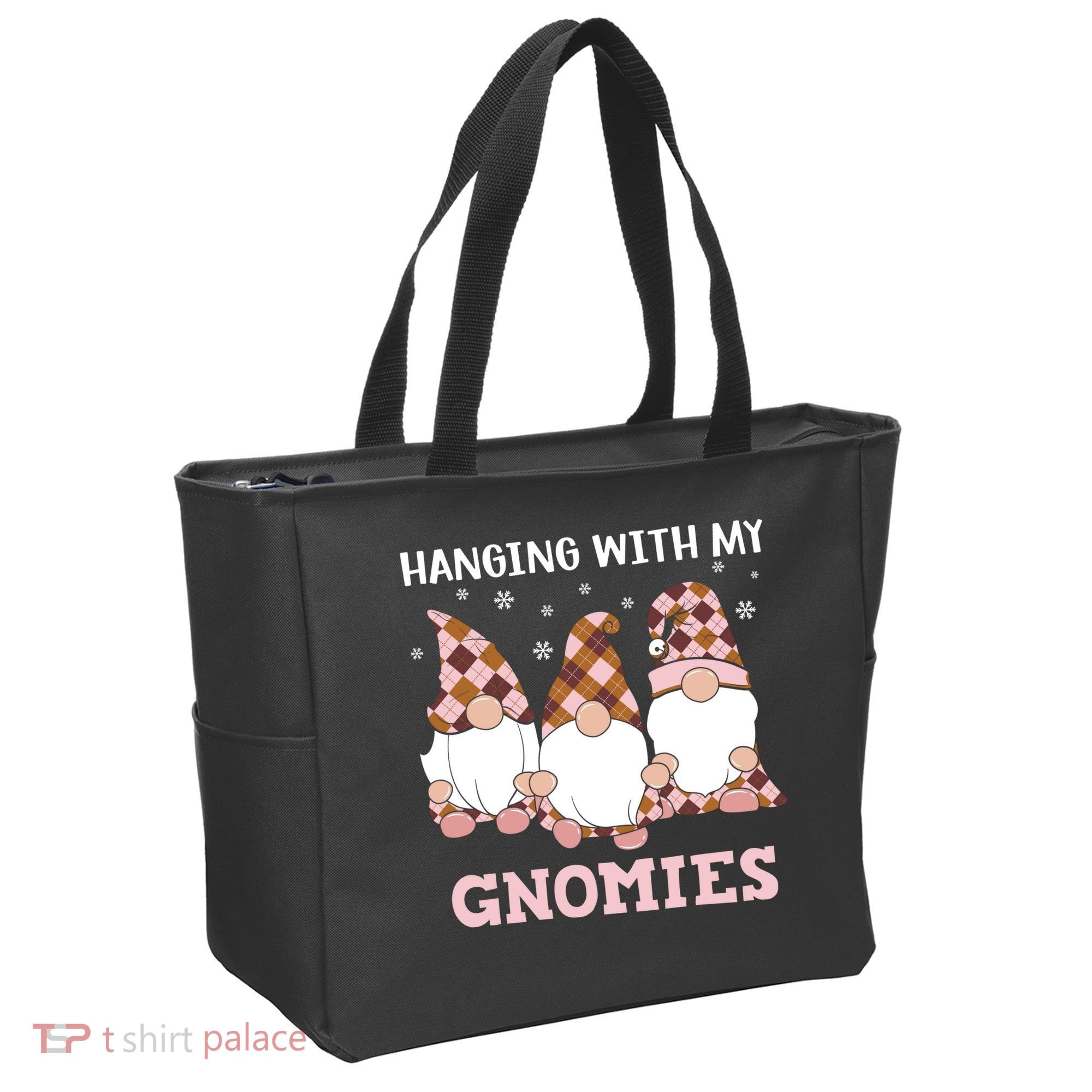 Christmas Hanging With Gnomies Gnome Pink Leopard Tote Bag