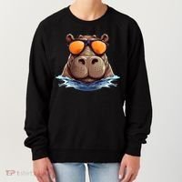 Cool Hippo with Sunglasses for funny Animals Costume Women's Sweatshirt thumb 0
