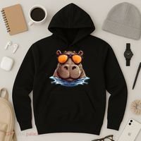 Cool Hippo with Sunglasses for funny Animals Costume Hoodie thumb 3