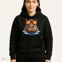 Cool Hippo with Sunglasses for funny Animals Costume Hoodie thumb 5