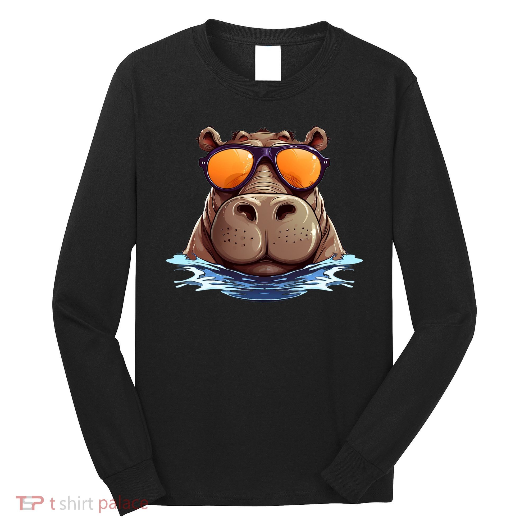 Cool Hippo with Sunglasses for funny Animals Costume Long Sleeve Shirt