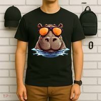 Cool Hippo with Sunglasses for funny Animals Costume T-Shirt thumb 6