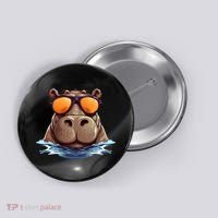 Cool Hippo with Sunglasses for funny Animals Costume Button thumb 0