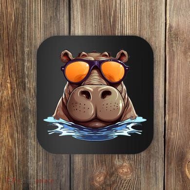 Cool Hippo with Sunglasses for funny Animals Costume Coaster