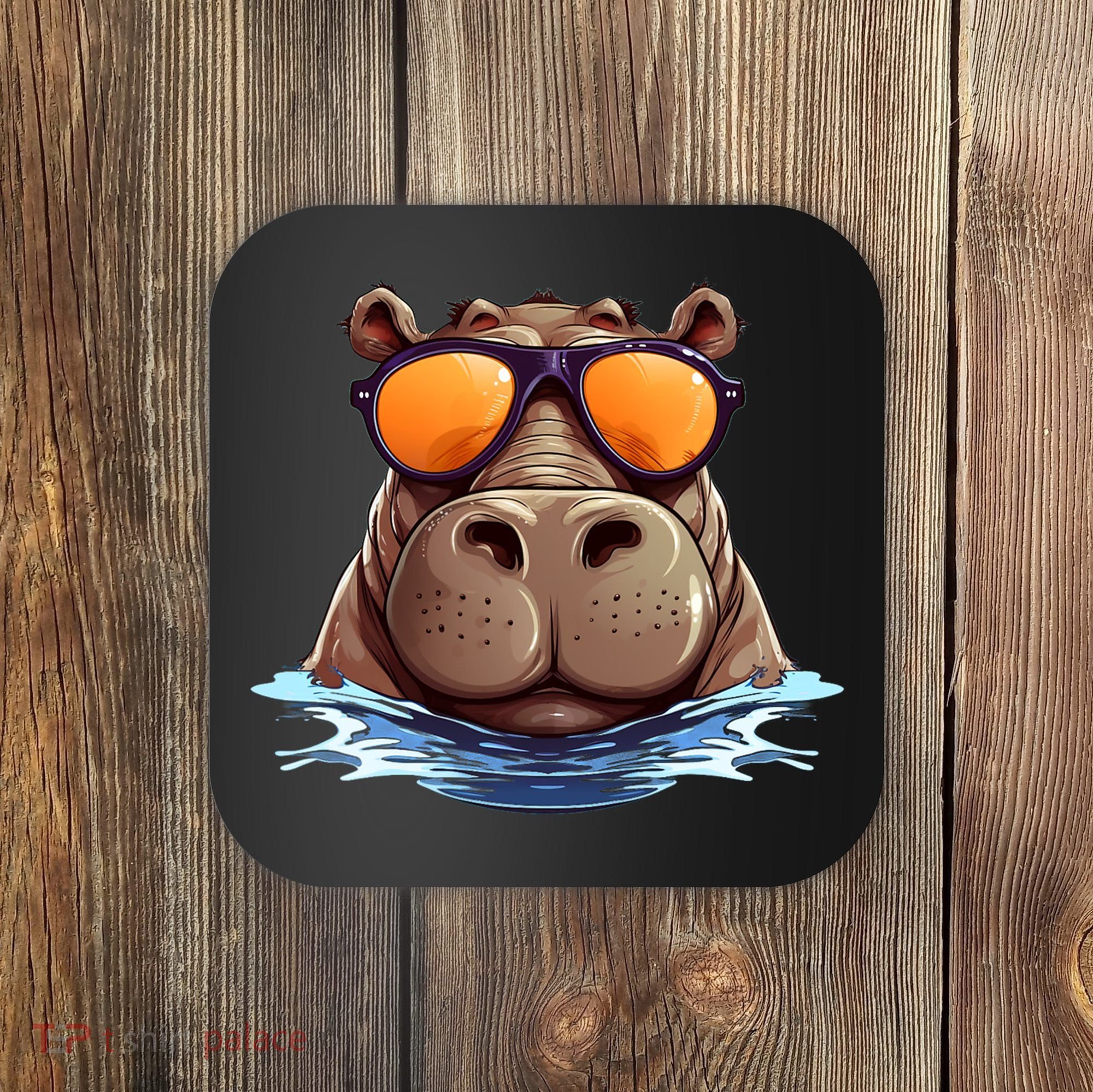 Cool Hippo with Sunglasses for funny Animals Costume Coaster