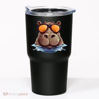 Cool Hippo with Sunglasses for funny Animals Costume Tumbler thumb 0