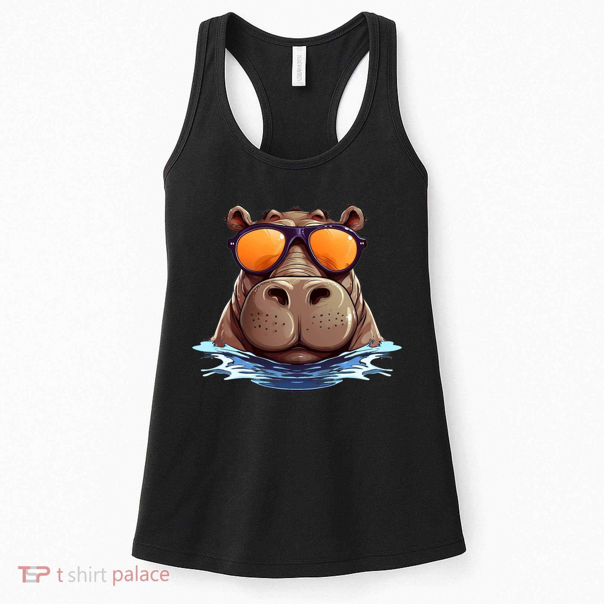 Cool Hippo with Sunglasses for funny Animals Costume Women's Tank Top