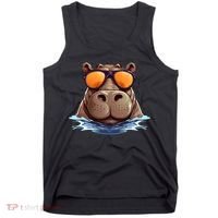 Cool Hippo with Sunglasses for funny Animals Costume Tank Top thumb 0