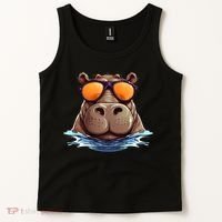 Cool Hippo with Sunglasses for funny Animals Costume Tank Top thumb 2