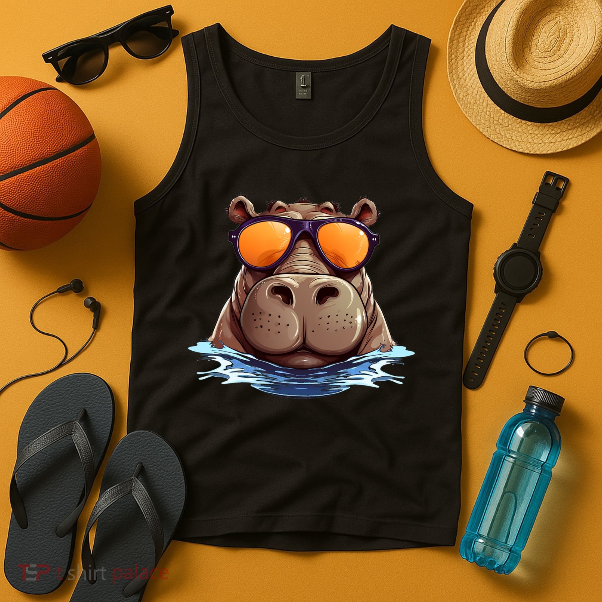 Cool Hippo with Sunglasses for funny Animals Costume Tank Top