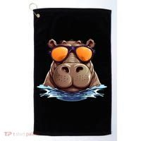 Cool Hippo with Sunglasses for funny Animals Costume Golf Towel thumb 0