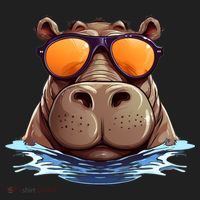 Cool Hippo with Sunglasses for funny Animals Costume Golf Towel thumb 3