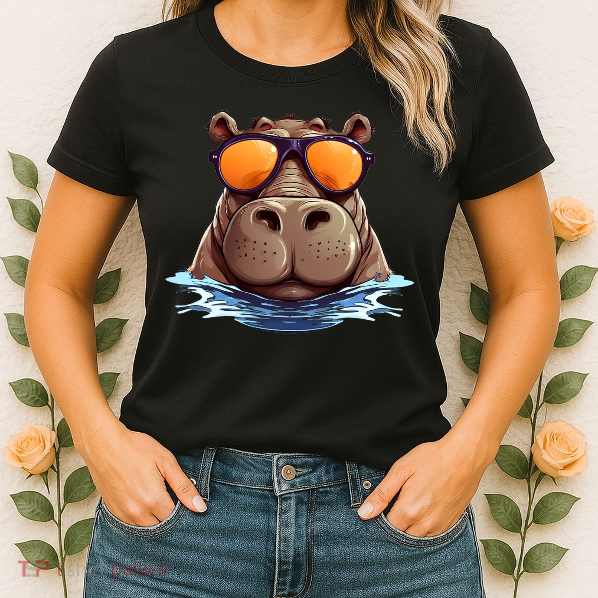 Cool Hippo with Sunglasses for funny Animals Costume Women's T-Shirt