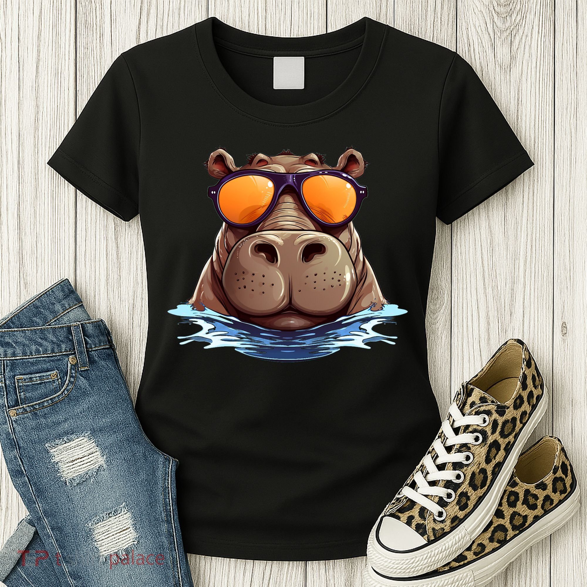 Cool Hippo with Sunglasses for funny Animals Costume Women's T-Shirt