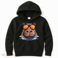 Cool Hippo with Sunglasses for funny Animals Costume Kids Hoodie thumb 0