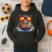 Cool Hippo with Sunglasses for funny Animals Costume Kids Hoodie thumb 2