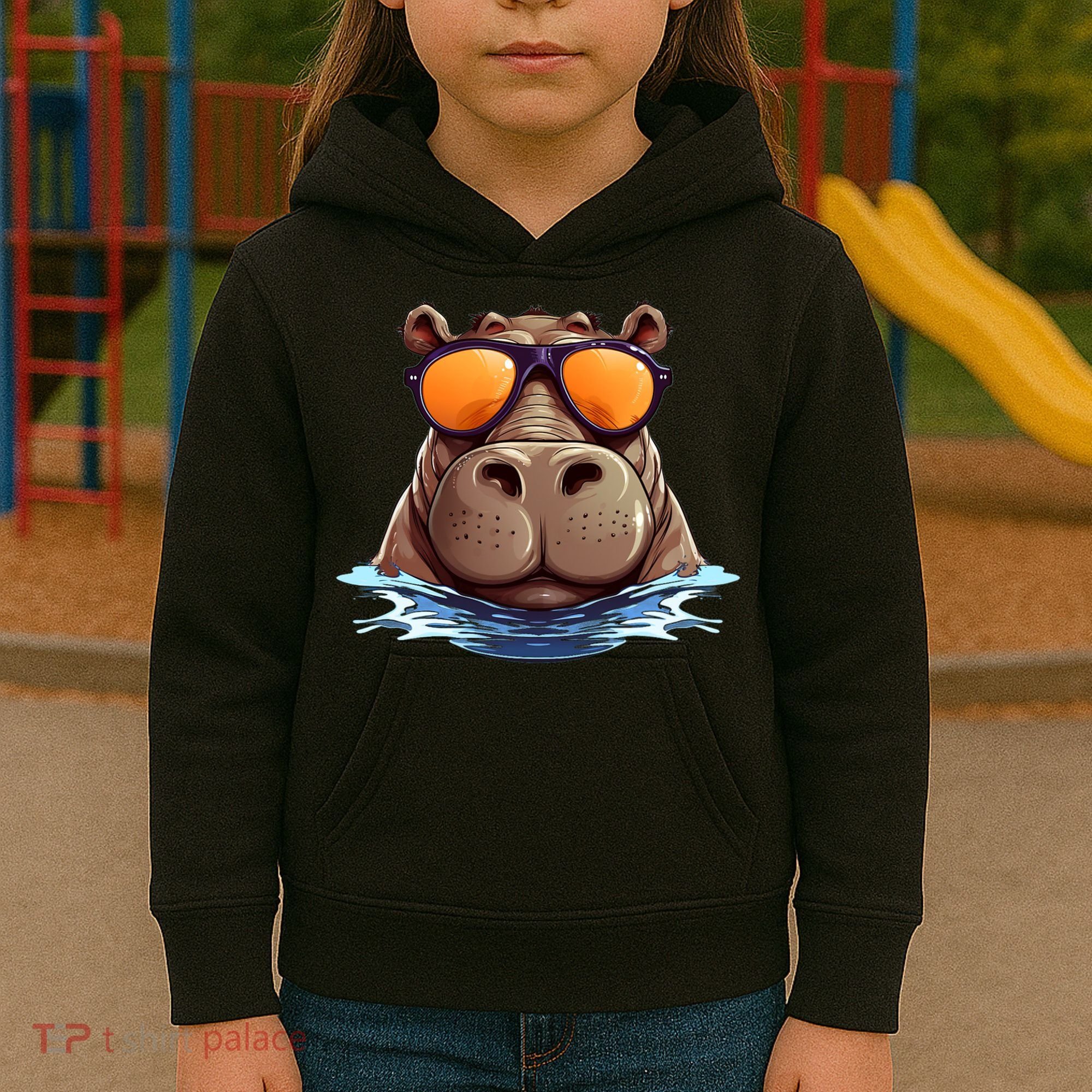 Cool Hippo with Sunglasses for funny Animals Costume Kids Hoodie