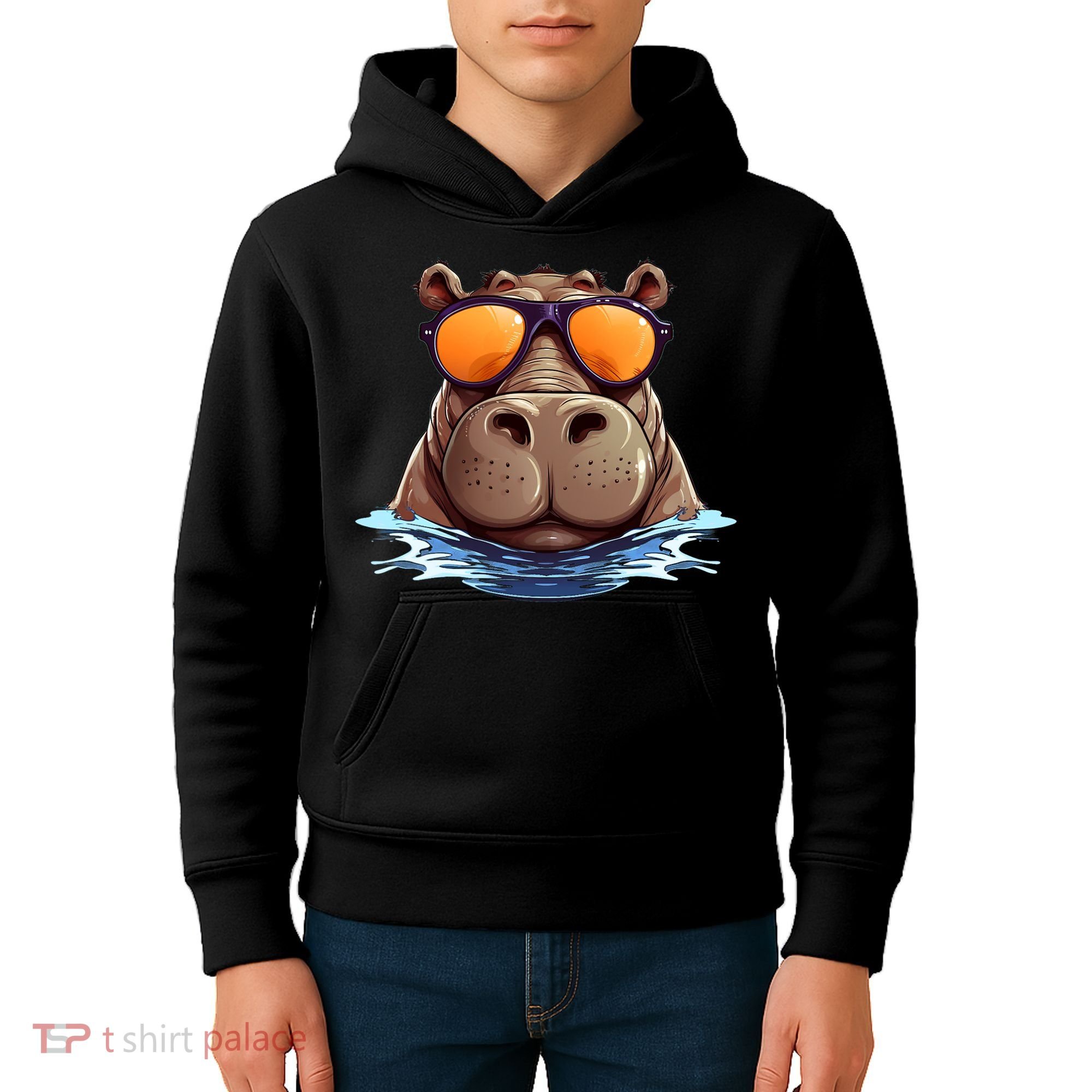 Cool Hippo with Sunglasses for funny Animals Costume Kids Hoodie