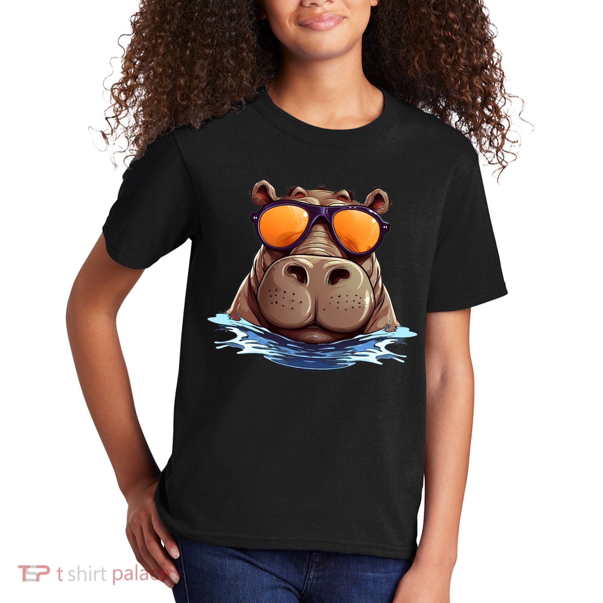 Cool Hippo with Sunglasses for funny Animals Costume Kids T-Shirt