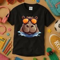 Cool Hippo with Sunglasses for funny Animals Costume Kids T-Shirt thumb 3