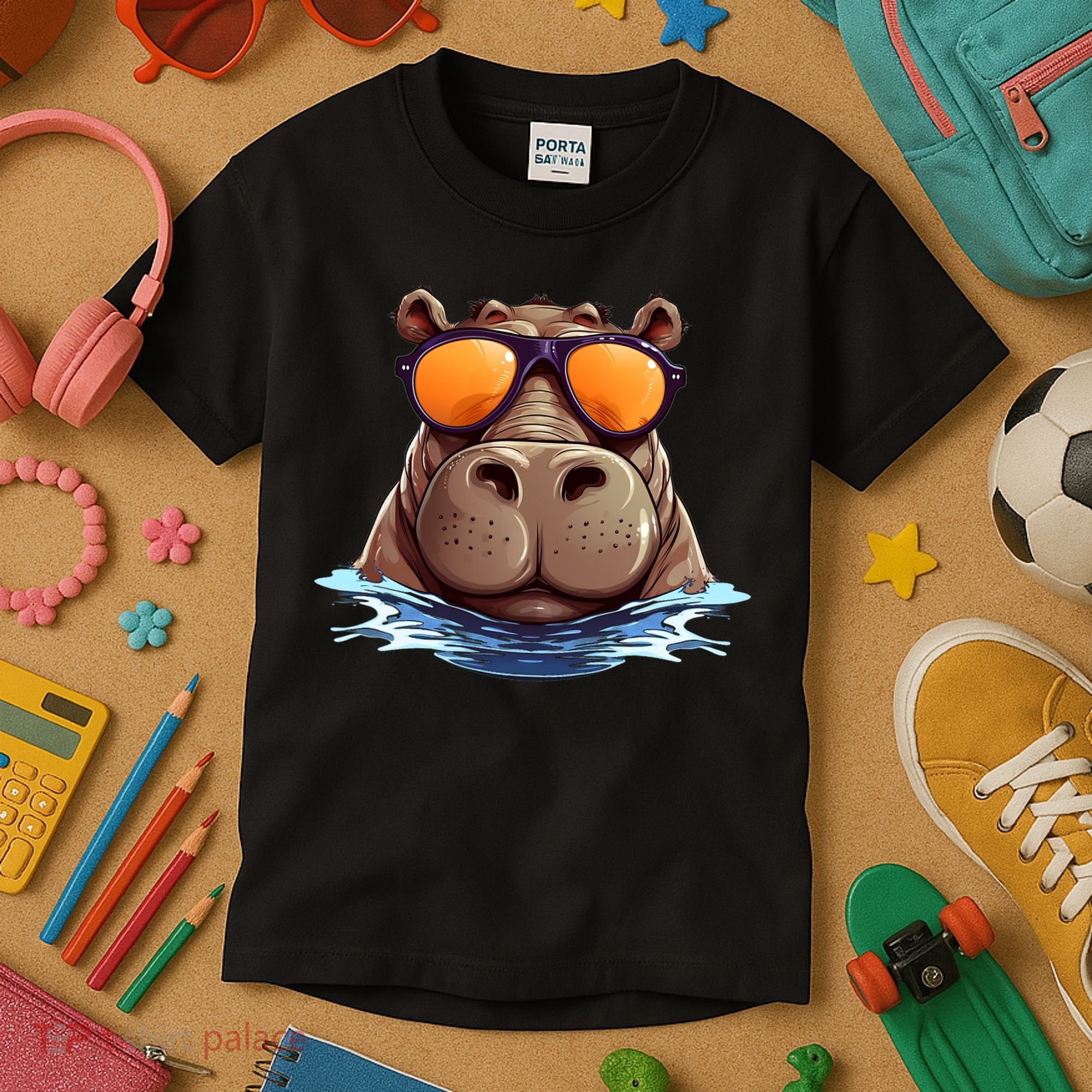 Cool Hippo with Sunglasses for funny Animals Costume Kids T-Shirt