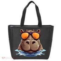 Cool Hippo with Sunglasses for funny Animals Costume Tote Bag thumb 0