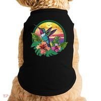 Cute Hummingbird With Flowers I Aesthetic Hummingbird Doggie Tank thumb 0