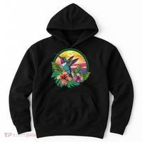 Cute Hummingbird With Flowers I Aesthetic Hummingbird Hoodie thumb 0