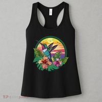 Cute Hummingbird With Flowers I Aesthetic Hummingbird Women's Tank Top thumb 3
