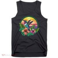 Cute Hummingbird With Flowers I Aesthetic Hummingbird Tank Top thumb 0