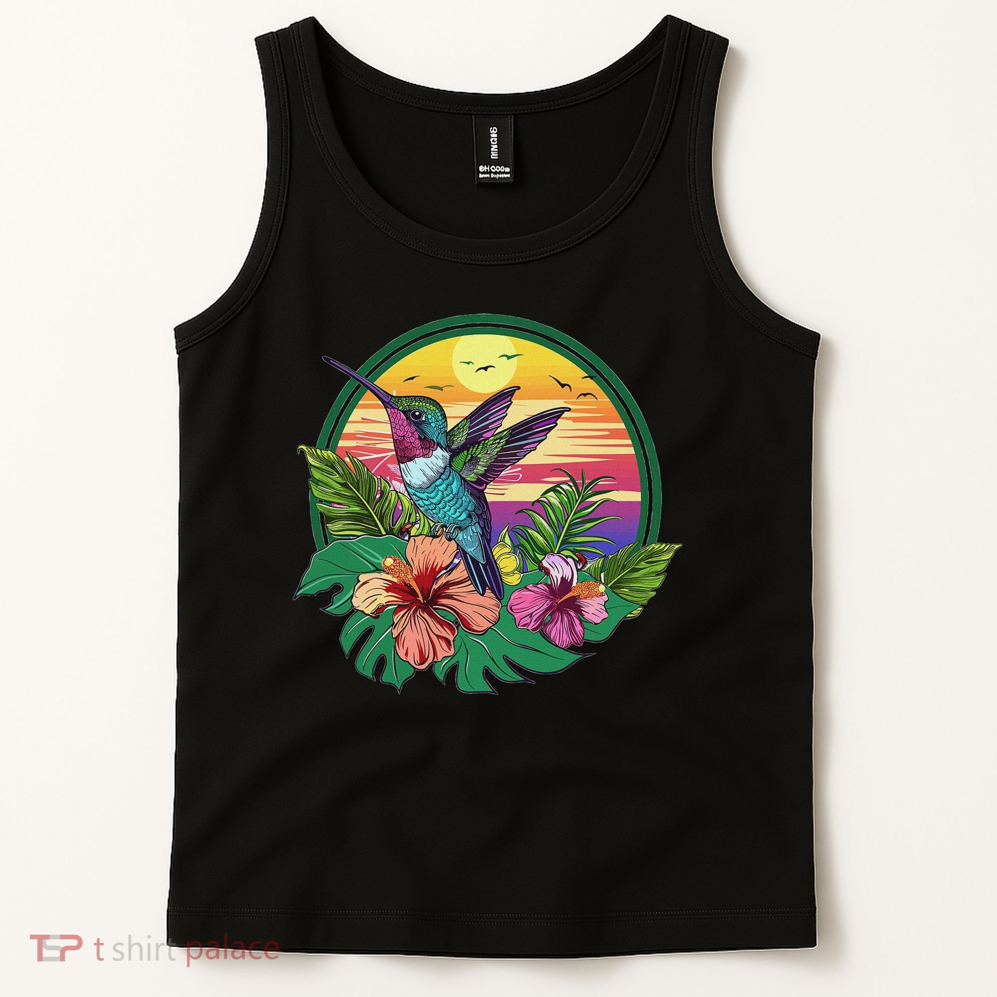 Cute Hummingbird With Flowers I Aesthetic Hummingbird Tank Top