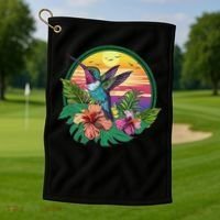 Cute Hummingbird With Flowers I Aesthetic Hummingbird Golf Towel thumb 1