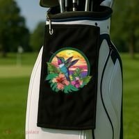 Cute Hummingbird With Flowers I Aesthetic Hummingbird Golf Towel thumb 2
