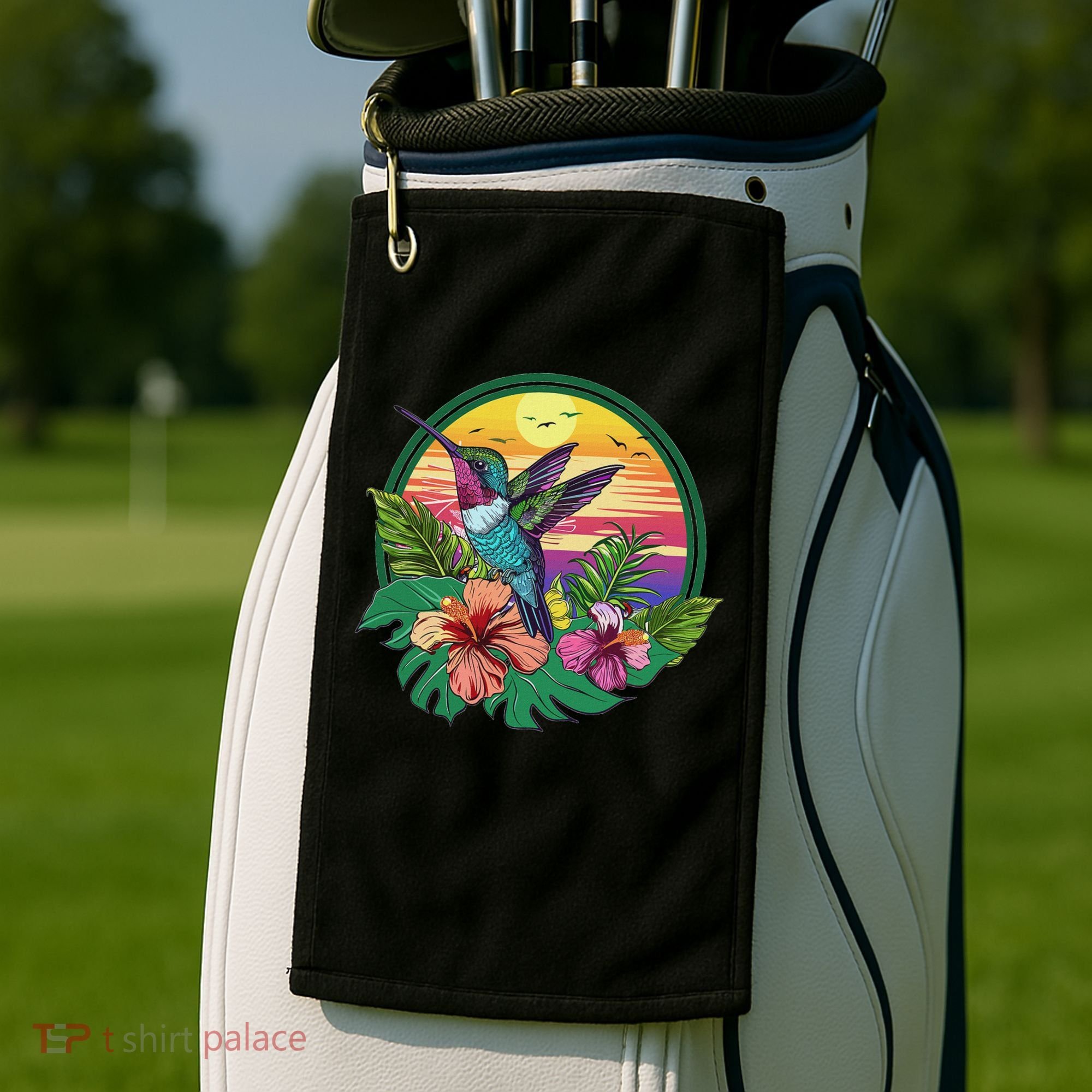 Cute Hummingbird With Flowers I Aesthetic Hummingbird Golf Towel